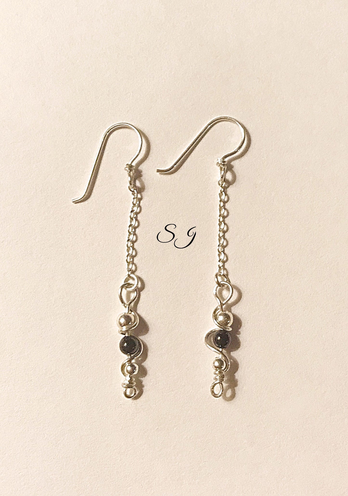 Silver Black pearl silver earrings