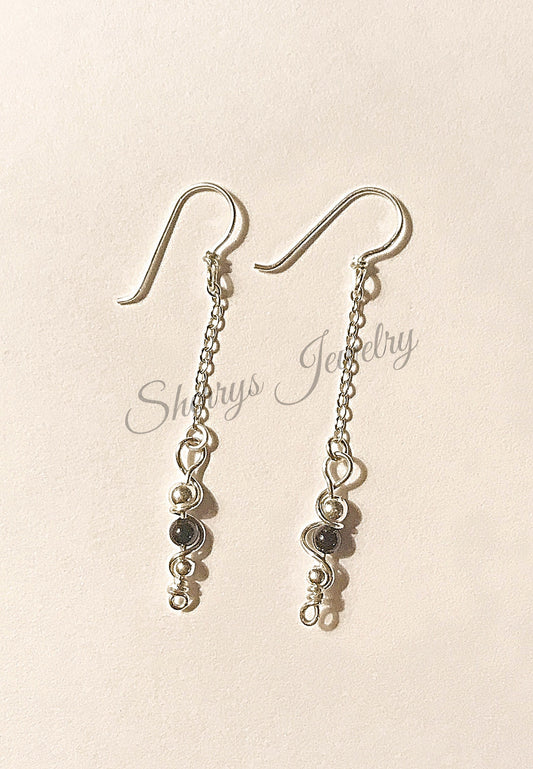 Silver Black pearl silver earrings