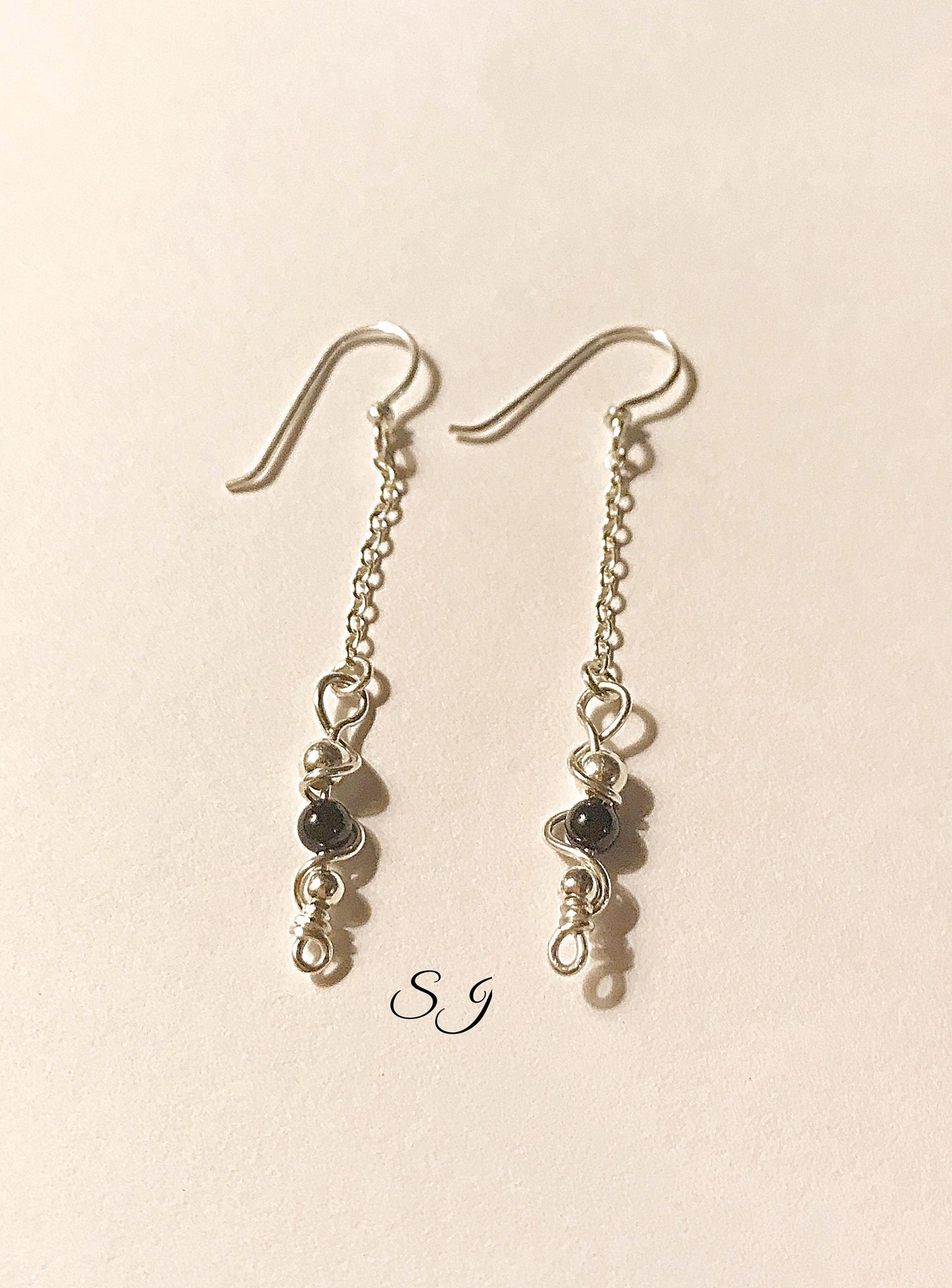 Silver Black pearl silver earrings