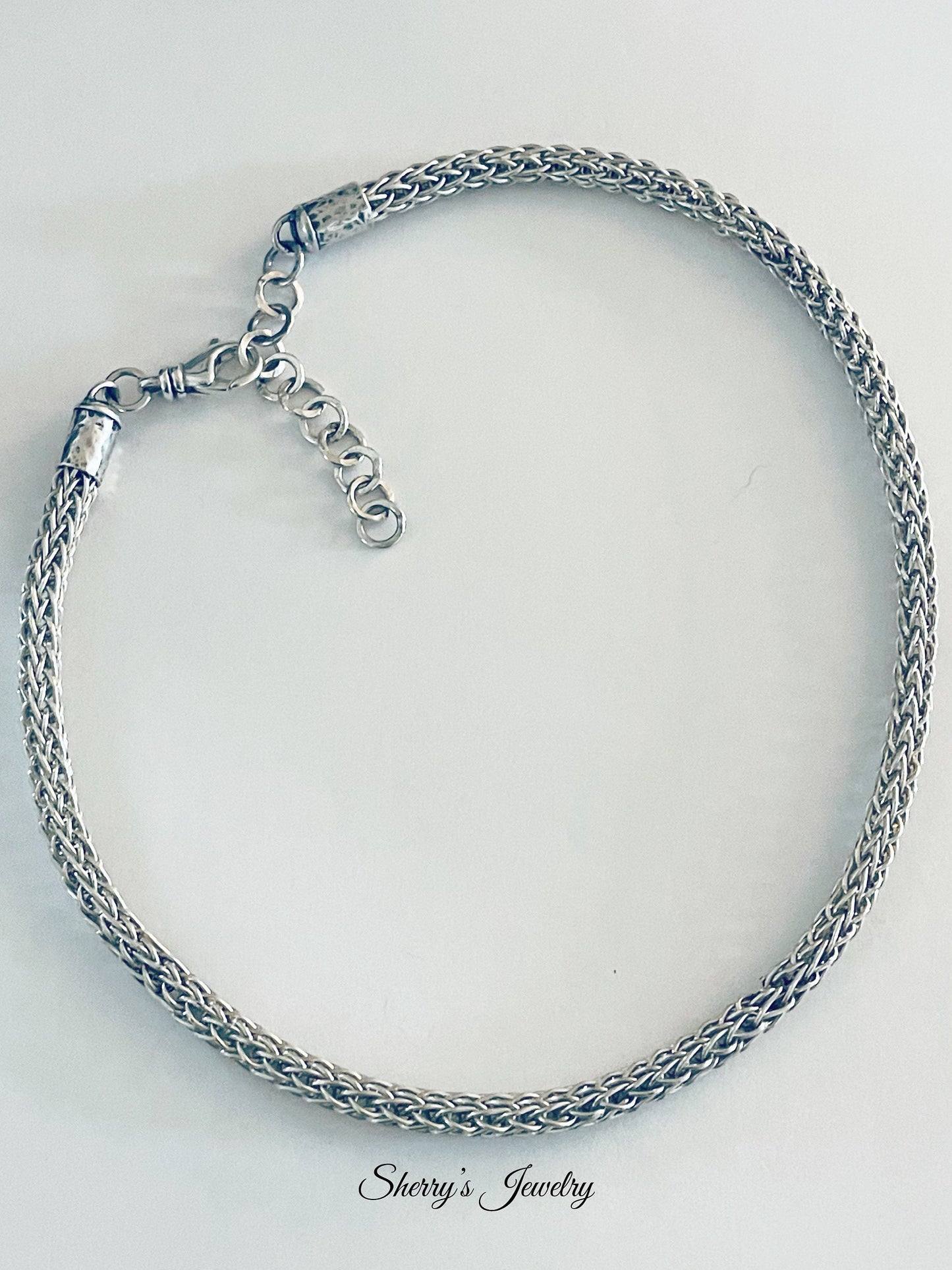 Silver Viking knit choker