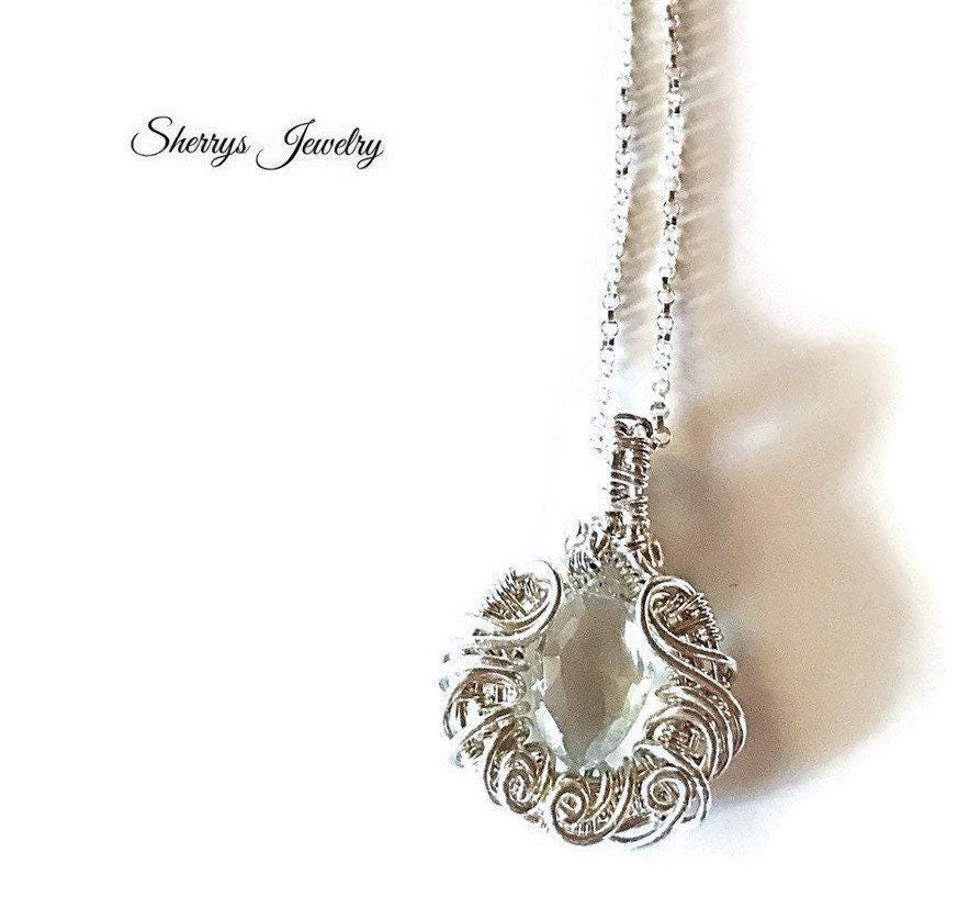 Silver Green Amethyst necklace