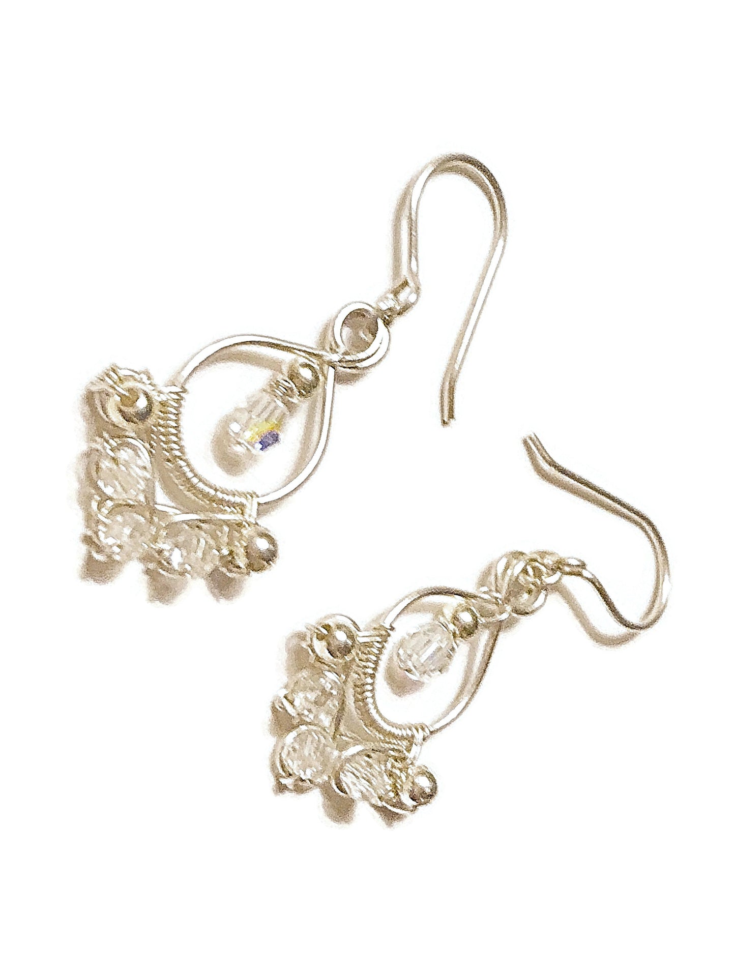 Silver Aurora Borealis crystal Chandelier earrings