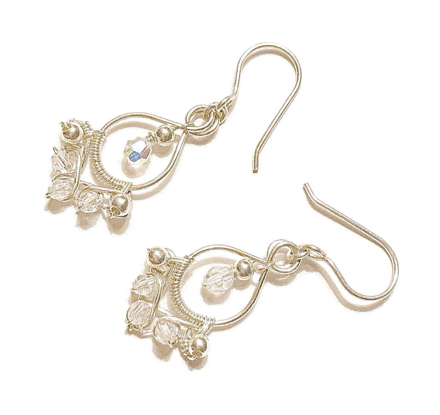 Silver Aurora Borealis crystal Chandelier earrings