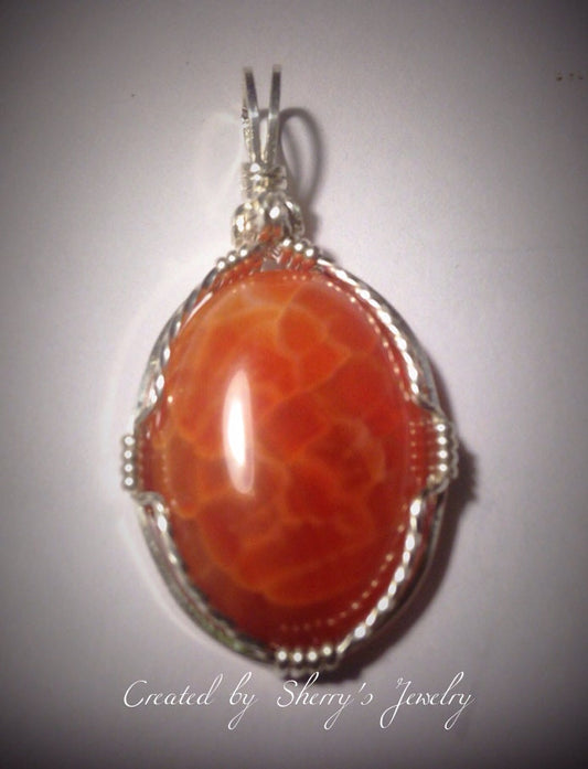 Sterling silver Fire Agate pendant