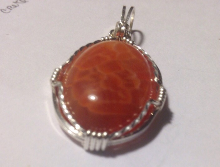 Sterling silver Fire Agate pendant