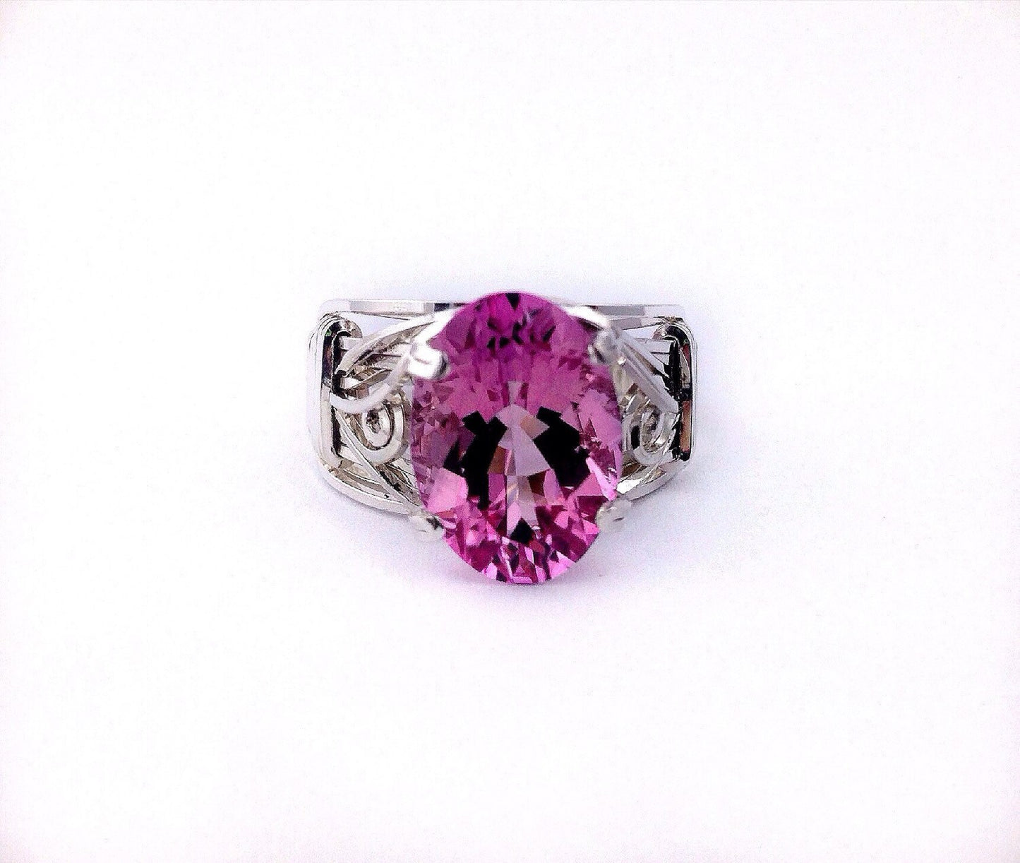 Silver Pink Topaz solitaire ring