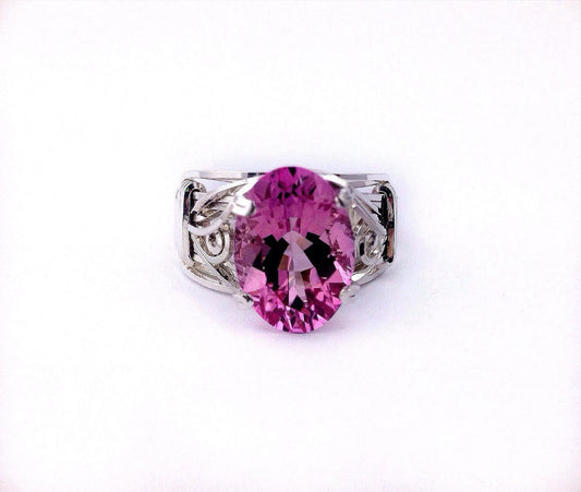 Silver Pink Topaz solitaire ring