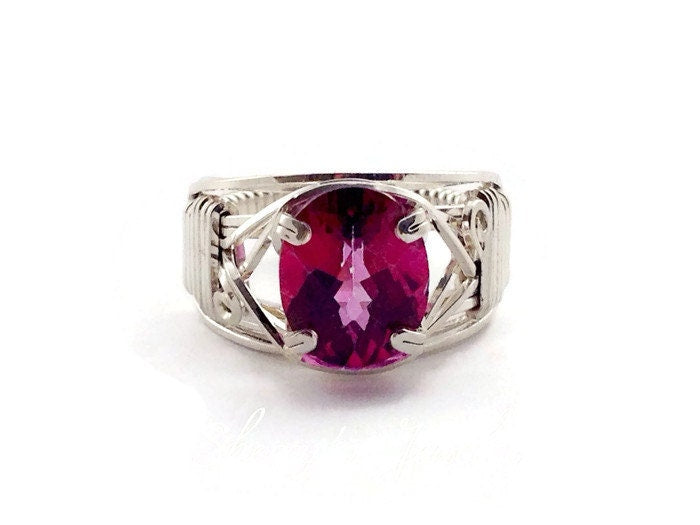 Silver Peony topaz Solitaire ring