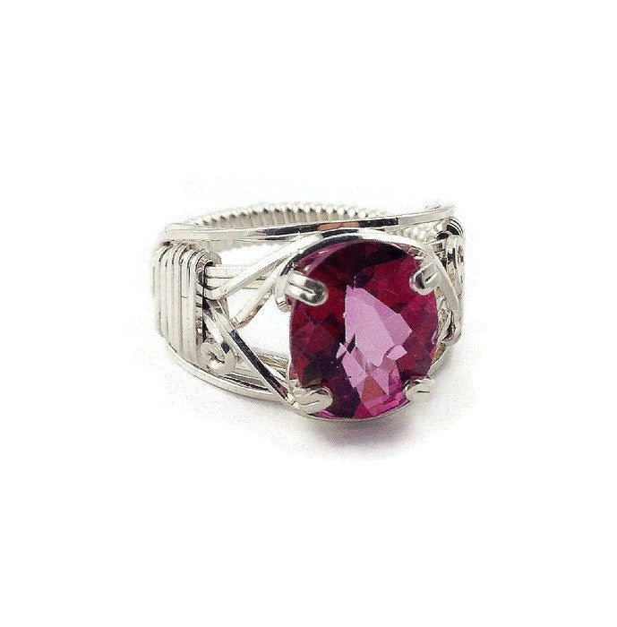 Silver Peony topaz Solitaire ring