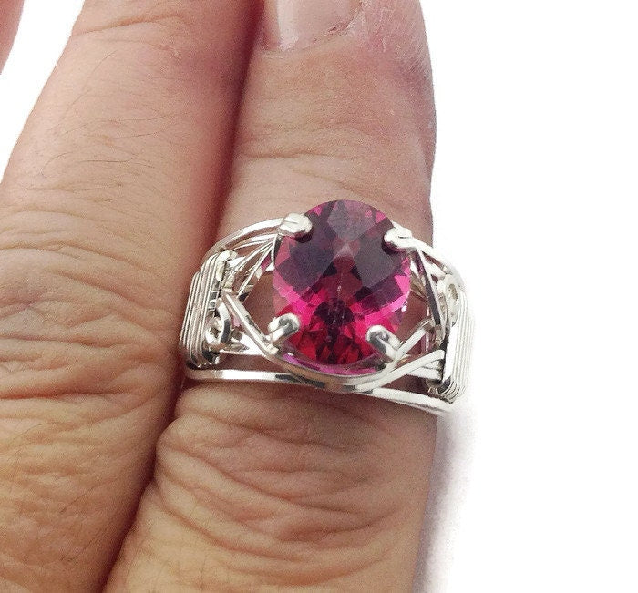Silver Peony topaz Solitaire ring