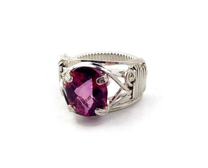 Silver Peony topaz Solitaire ring