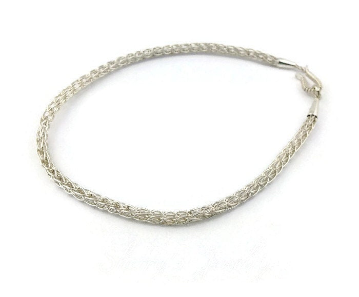 Silver Viking knit anklet