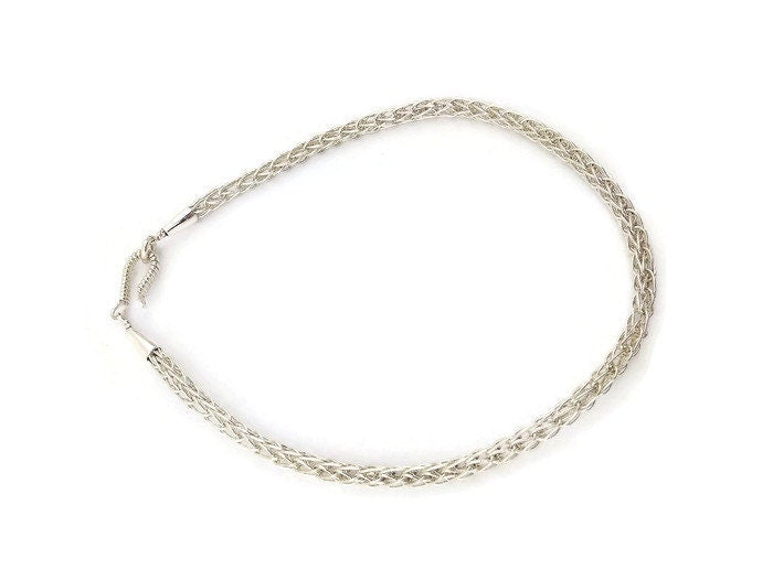 Silver Viking knit anklet