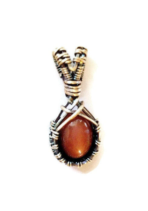 Silver Red moonstone gemstone necklace