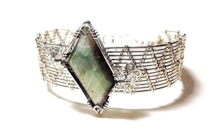 Silver Chevron Labradorite Bracelet