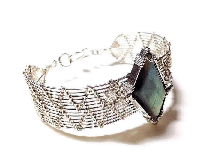 Silver Chevron Labradorite Bracelet