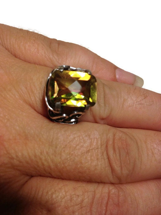 Silver Mango mystic topaz ring
