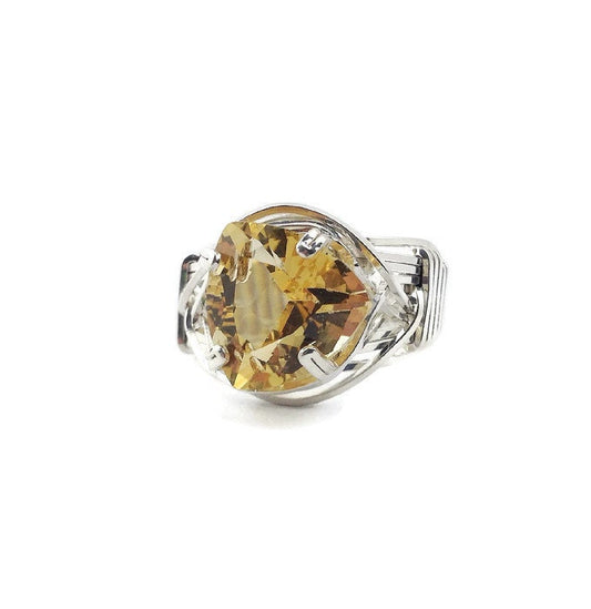 Silver Trillion Citrine solitaire ring