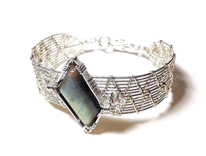 Silver Chevron Labradorite Bracelet