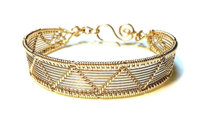 14kt gold and Sterling silver woven bracelet