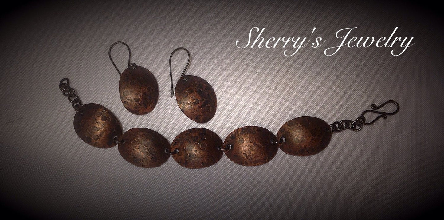 Copper Boho bracelet and earring set