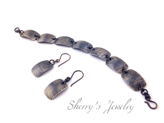 Silver Vintage bracelet and earring set