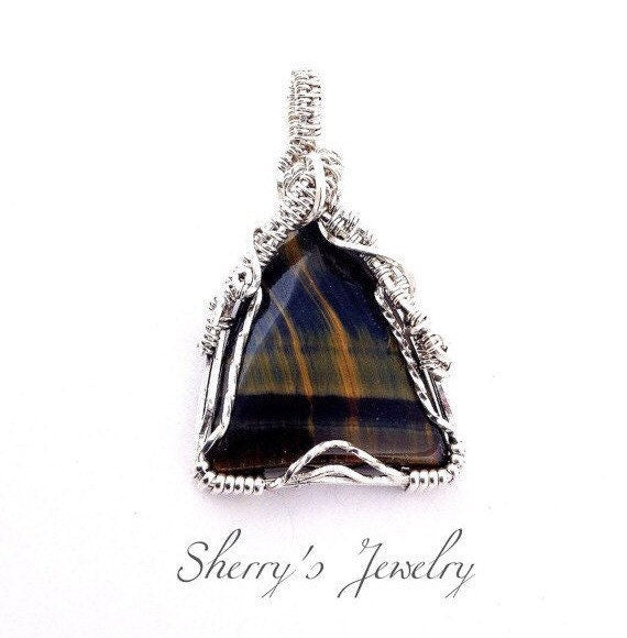 Sterling silver Tiger Eye Gemstone pendant