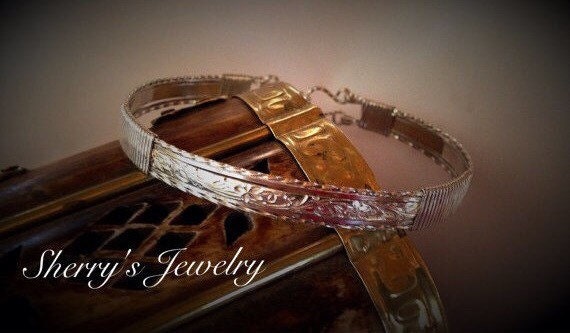 Silver flower bangle