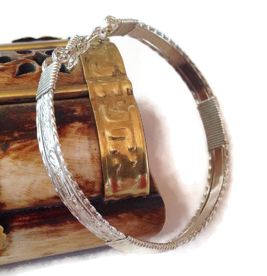 Silver flower bangle