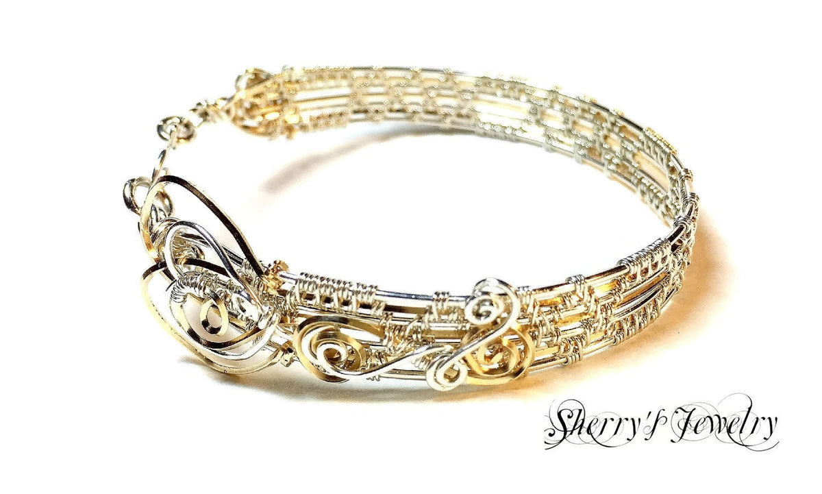 14kt Gold and Silver bangle